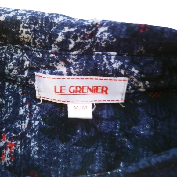 Le Grenier Button Down Blouse Blue Ted White  M - Picture 8 of 9